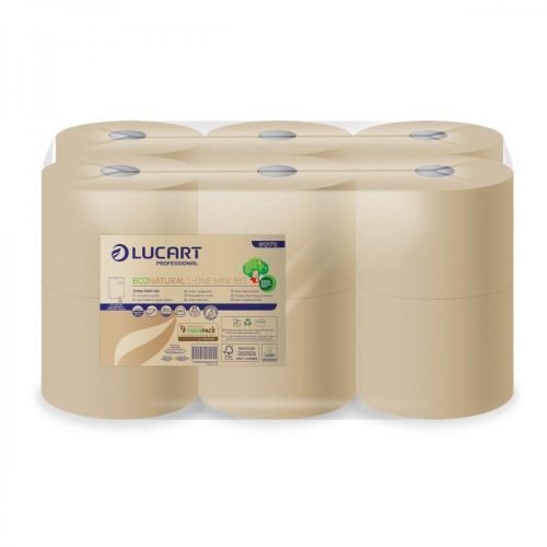 Lucart L-One Eco Natural 180m toalettpapír, 2réteg, belső/pont, laponkénti adagolású