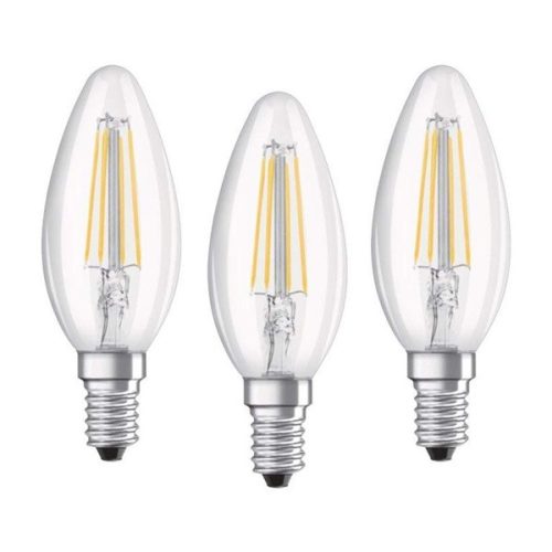 Osram Base átlátszó üveg búra/4W/470lm/2700K/E14/dobozos LED gyertya izzó 3 db