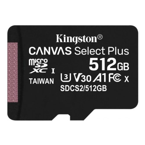 Kingston 512GB SD micro Canvas Select Plus (SDXC Class 10 A1) (SDCS2/512GBSP) memóriakártya