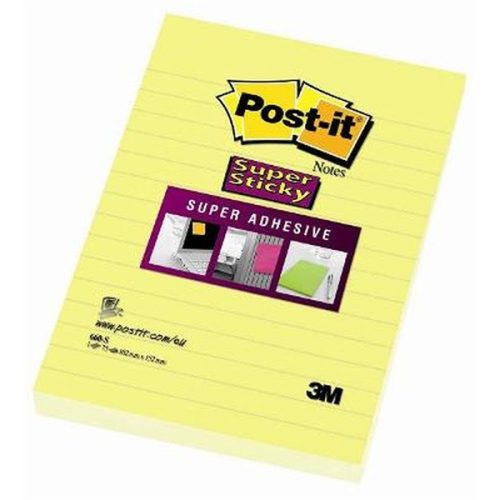 Post-it Super Sticky 102x152mm vonalas 90 lapos nárciszsárga jegyzettömb