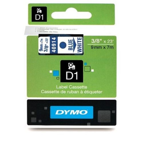 Dymo D1 9mmx7m kék/fehér feliratozógép szalag