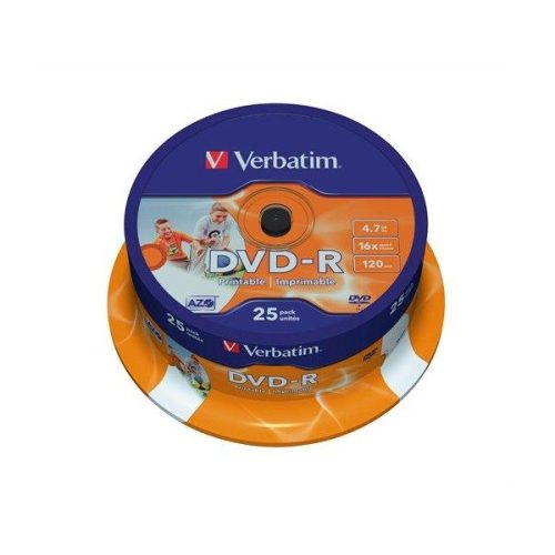 VERBATIM DVDV-16B25PP  DVD-R cake box  nyomtatható DVD lemez 25db/csomag