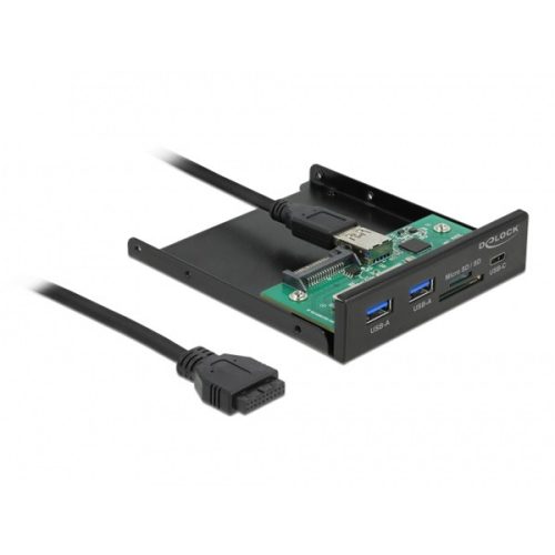 Delock 64058 1xUSB-C 3.2/2xUSB-A + SD/MicroSD 3,5" beépíthető kártyaolvasó