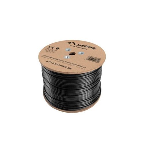 Lanberg LCF5-21CU-0305-BK 305m Cat5e F/UTP AWG24 Fca PE árnyékolt fekete kültéri kábel