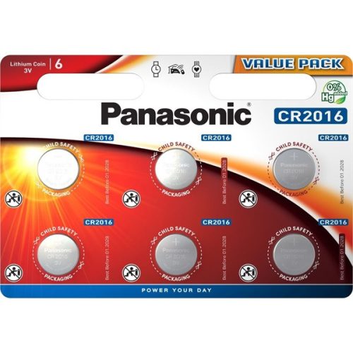 Panasonic CR2016 3V lítium gombelem 6db/csomag