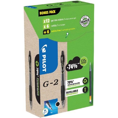 Pilot G2 Greenpack  0,7mm 12 db fekete betéttel zseléstoll