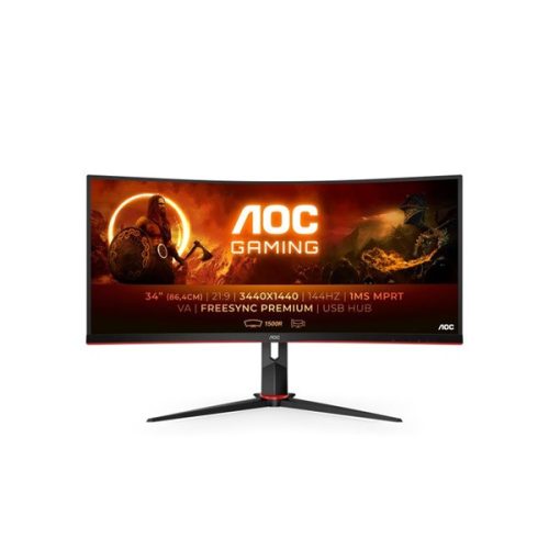 AOC 34" CU34G2X/BK UWQHD 144Hz VA HDMI/DP/USB ívelt gamer monitor