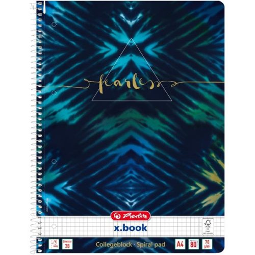 Herlitz Batik Fearless A4 80lapos perforált kockás spirálfüzet