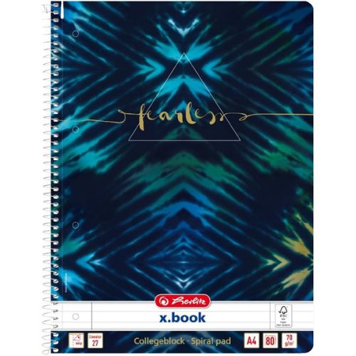 Herlitz Batik Fearless A4 80lapos perforált vonalas spirálfüzet