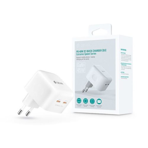 Devia ST366109 GaN 45W 2xType-C hálózati töltő adapter