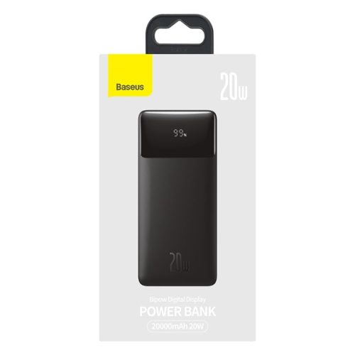 Baseus Bipow PPBD050401 30.000mAh, 20W, fekete (Micro-USB kábel, 25cm) kijelzős power bank