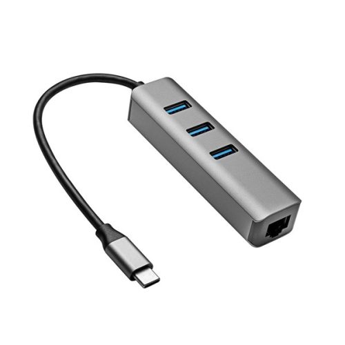 Akyga AK-AD-66 USB-C - USB 3.0 3-port + Ethernet USB hub