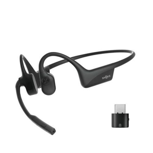 Shokz OpenComm2 csontvezetéses Bluetooth fekete Open-Ear headset + USB-A adapter