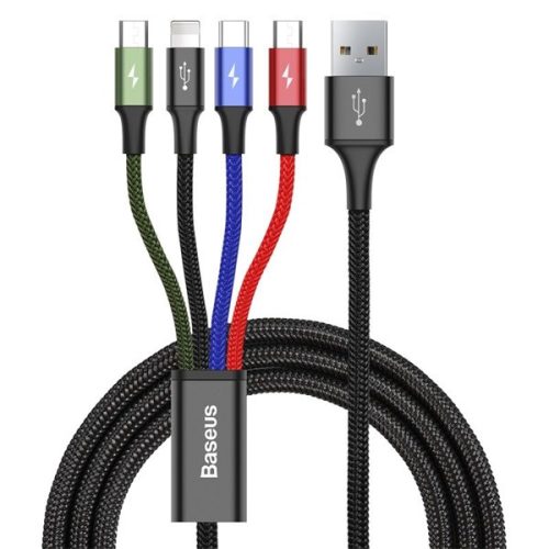 Baseus CA1T4-B01 Fast 4in1 1,2m 3,5A 2xUSB C/Lightning/micro USB fekete adat- és töltőkábel