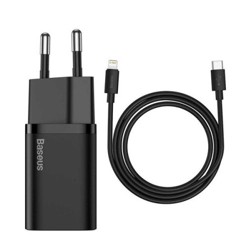 Baseus TZCCSUP-B01 Super Si 1C 20W fekete gyorstöltő + 1m USB C/Lightning kábel