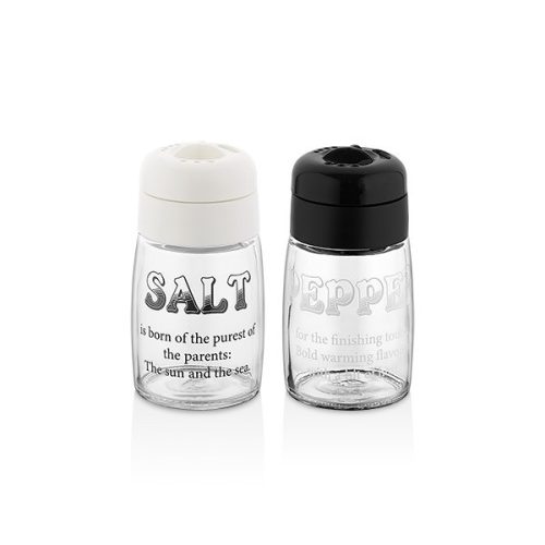 IRIS C-00382 Motto Salt&Pepper üveg fűszerszóró 2*100ml, fekete vagy elefántcsont színű