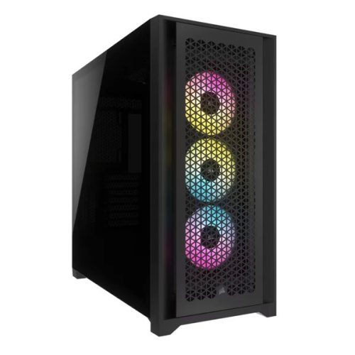 Corsair iCUE 5000D RGB AIRFLOW fekete (táp nélküli) ablakos mATX ház