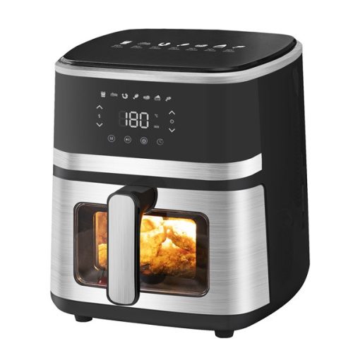 TOO AF-500-S 1400 W ezüst 5 L forrólevegős sütő (air fryer) digitális vezérléssel, betekintő ablakkal