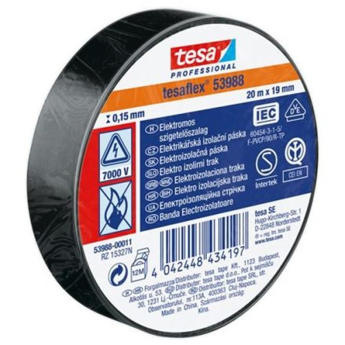 Tesa 53988 20mx19 mm fekete szigetelőszalag