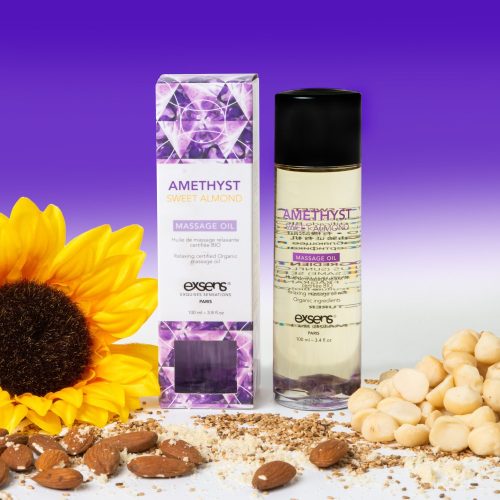 Organic Massage Oil with stones AMETHYST SWEET ALMOND 100ml