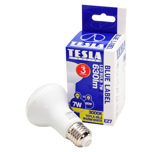 Tesla - LED izzó, R63 E27, 7W, 230V, 560lm, 3000K, 180°