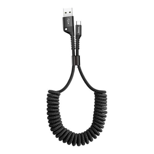 Baseus Spring rugós USB-USB-C kábel, 1m, 2A (fekete)