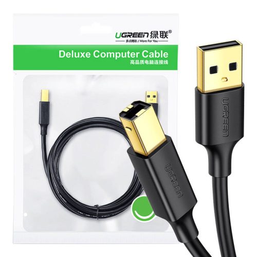 UGREEN US135 USB 2.0 AB nyomtatókábel, aranyozott, 5 m (fekete)