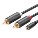 UGREEN AV102 kábel 2x RCA (Cinch) jack 3,5 mm 0,25 m (fekete)