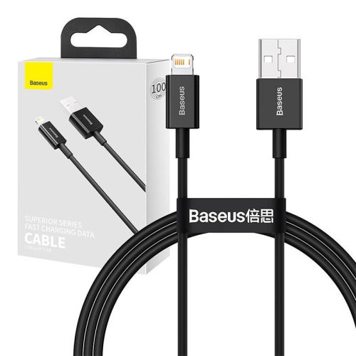 USB-kábel a Lightning Baseus Superior sorozathoz, 2,4A, 1 m (fekete)