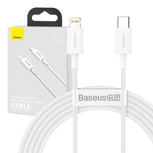 USB-C kábel a Lightning Baseus Superior sorozathoz, 20 W, PD, 2 m (fehér)