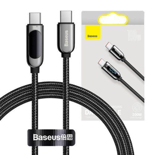 USB-C – USB-C Baseus kijelzőkábel, tápellátás, 100 W, 1 m (fekete)