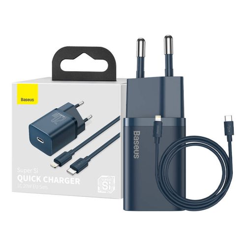 Baseus Super Si Quick Charger 1C 20W fali töltő 1 m-es USB-C-villámkábellel (kék)