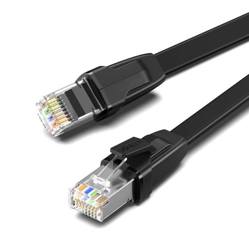 UGREEN NW134 lapos hálózati kábel fém csatlakozókkal, Ethernet RJ45, Cat.8, U / FTP, 2 m (fekete)