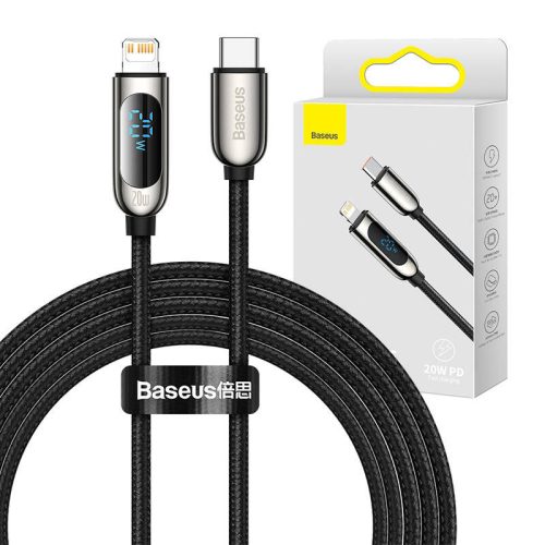 USB-C-Lightning Baseus kijelzőkábel, PD, 20 W, 2 m (fekete)