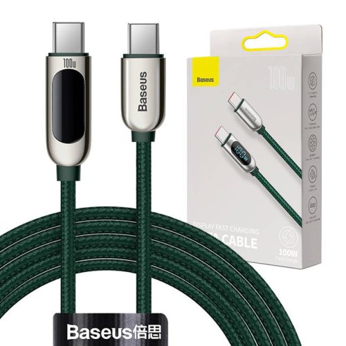 Baseus USB-C-USB-C kijelzőkábel, 100 W, 2 m (zöld)
