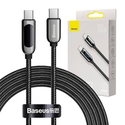 Baseus USB-C-USB-C kijelzőkábel, 100 W, 2 m (fekete)