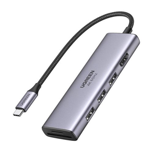 UGREEN CM511 5 az 1-ben adapter USB-C hub 3 porthoz USB3.0 + HDMI + TF / SD (szürke)