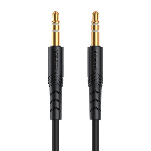 Mini jack 3.5mm AUX kábel Vipfan L04 1m, aranyozott (fekete)