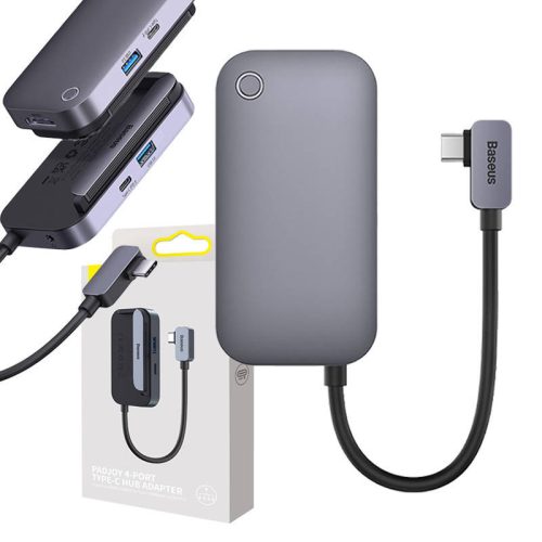 Baseus PadJoy 4 az 1-ben HUB USB-C - USB 3.0 + HDMI + USB-C PD + jack , 3.5 mm (szürke)