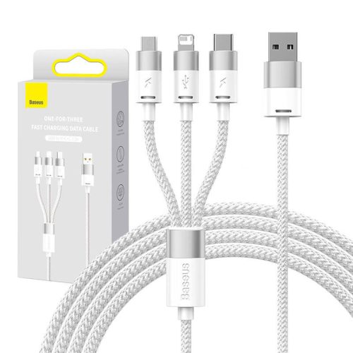 Baseus StarSpeed 3 az 1-ben töltőkábel USB - USB-C + Micro + Lightning 3,5A, 1.2m (fehér)