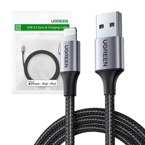 Cable Lightning to USB UGREEN 2.4A US199, 2m (Black)