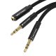 Cable mini jack 3.5 mm (female) to 2x mini jack 3.5 mm (male) Vention BBLBAB 0.6m (black)