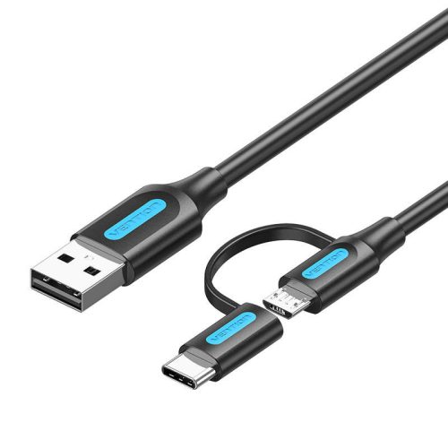 2in1 USB cable USB 2.0 to USB-C/Micro-B USB Vention CQDBF 1m (black)