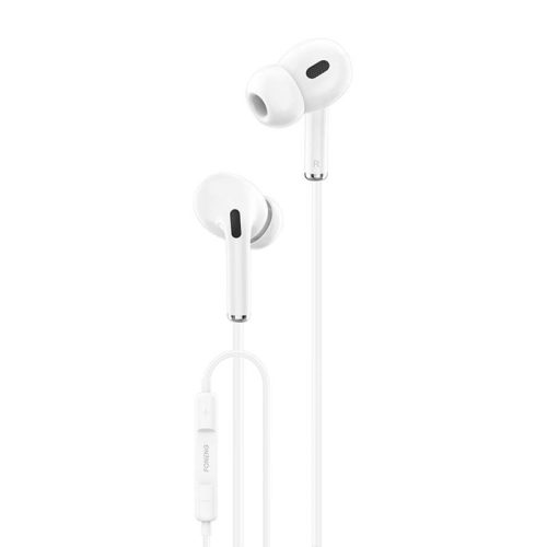 In-ear headphones, wired Foneng T33, mini jack 3.5mm, microphone (white)