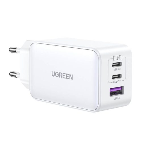 Charger UGREEN 15339 Nexode, 2xUSB-C, USB-A 3.0, PD3.0, QC4.0, GaN, 65W (white)