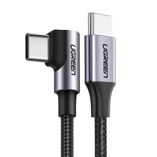 USB-C-USB-C kábel, ferde UGREEN QC 3.0 PD 3A 60W 1m (fekete)