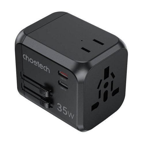 Travel wall charger Choetech PD5008, 3xUSB-A, 1xUSB-C, GaN, 30W, US/EU/UK/AU (black)