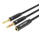 2x 3.5mm Male to 4-Pole Female 3.5mm Audio Cable 0.3m Vention BBTBY Black