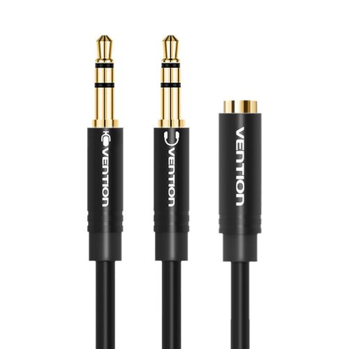 2x 3.5mm Audio Cable 0.3m Vention BBUBY Black