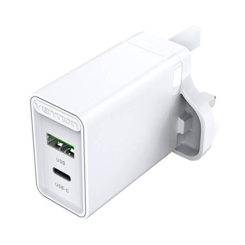 USB(A+C) Wall Charger Vention FBBW0-UK (18W/20W) UK White